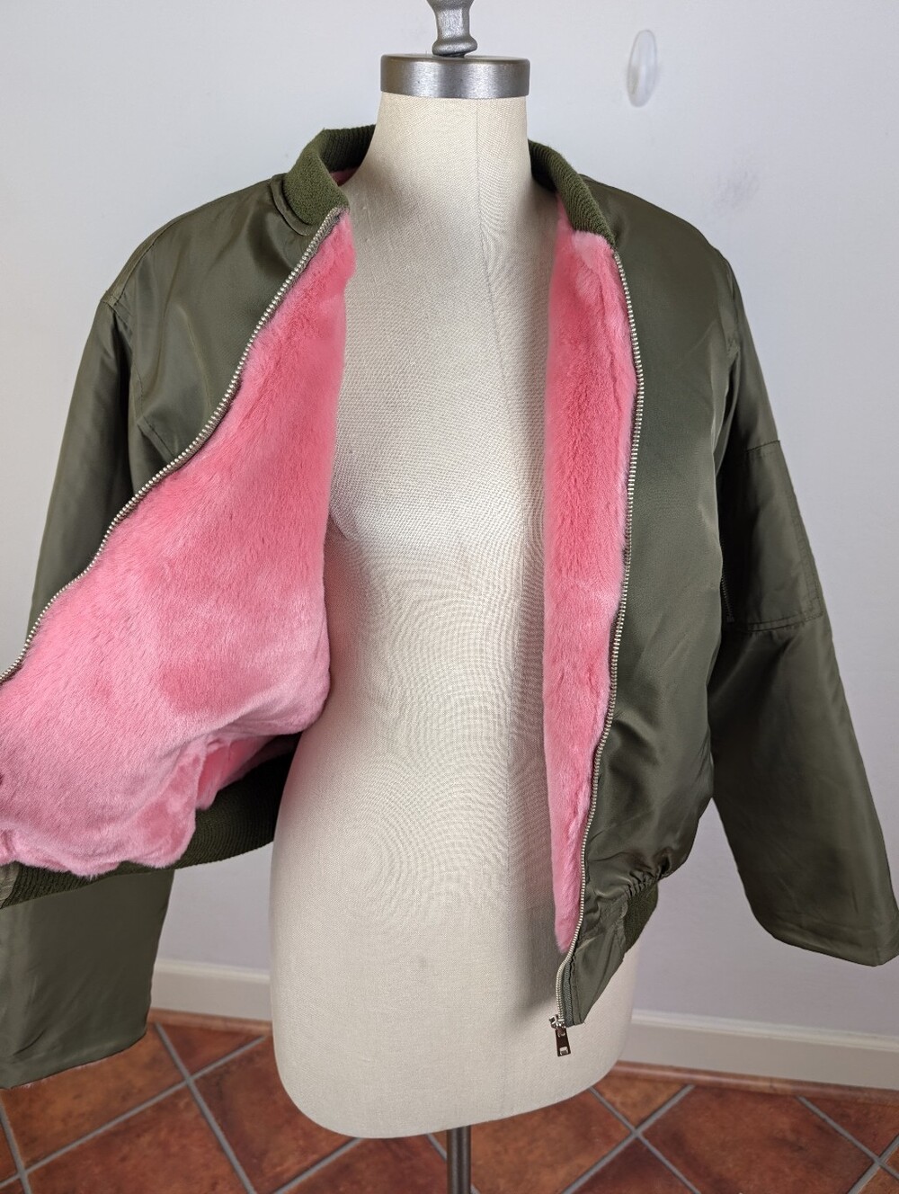 Storets Flight Jacket with Pink Shearling Liner